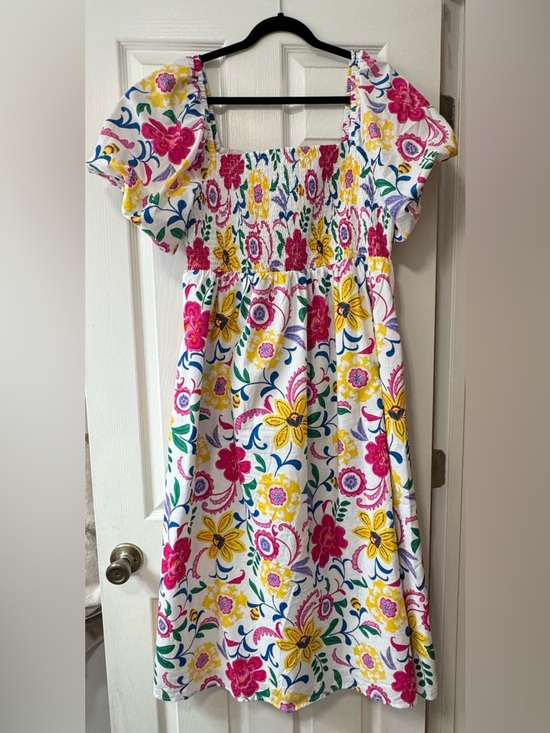 Sugarlips Dresses & Skirts - Sugarlips White Floral Midi Dress with Pink and Yellow Flowers